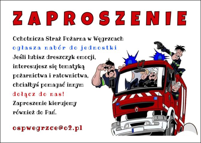 Nabór do&nbsp;OSP w&nbsp;Węgrzcach w&nbsp;sobotę 23.02.2019 w&nbsp;godz.&nbsp;19.00-21.00
