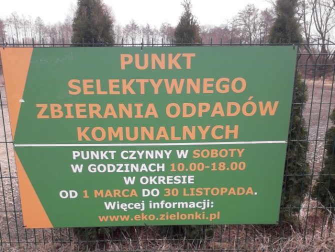 Punkty Selektywnego Zbierania Odpadów w&nbsp;gminie Zielonki czynne od&nbsp;2 marca do&nbsp;30 listopada 2019 roku