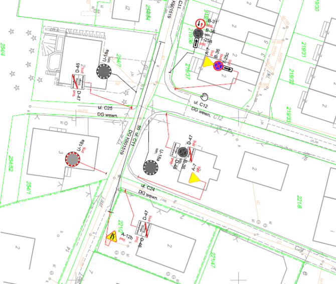 Projekt organizacji ruchu w&nbsp;rejonie ulic C11, C12, C24 i&nbsp;C25
