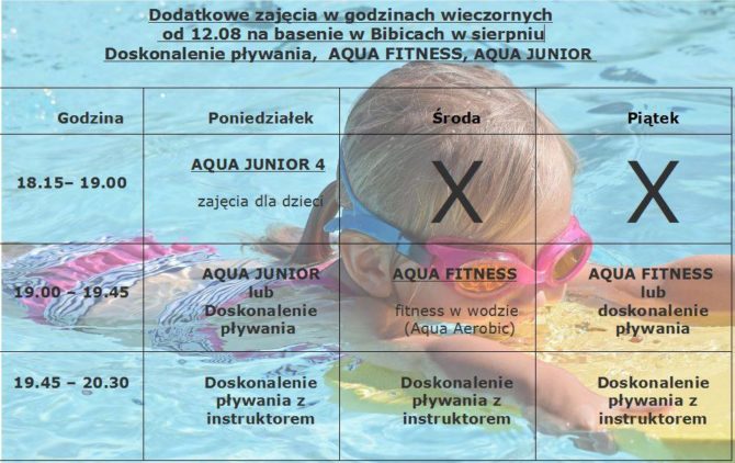 Zajęcia na&nbsp;basenie również w&nbsp;godzinach wieczornych w&nbsp;sierpniu