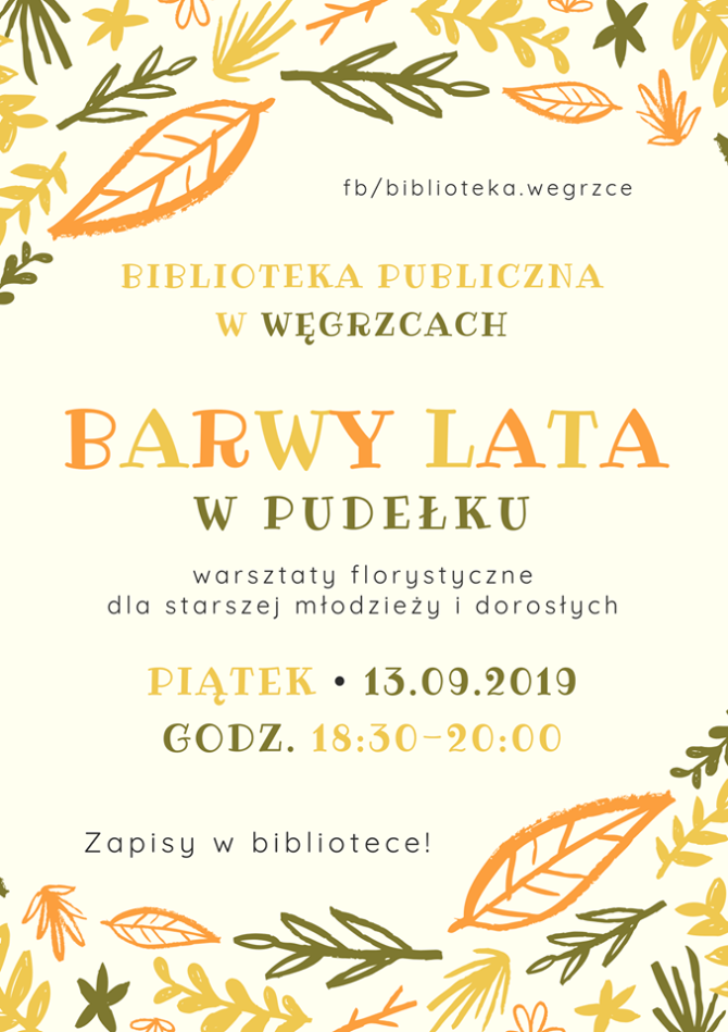 Warsztaty Barwy Lata w&nbsp;Bibliotece w&nbsp;Węgrzcach