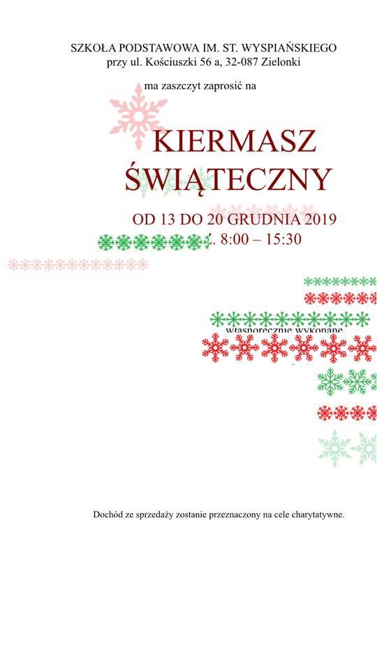 Zapraszamy na&nbsp;kiermasz świąteczny do&nbsp;szkoły w&nbsp;Bibicach