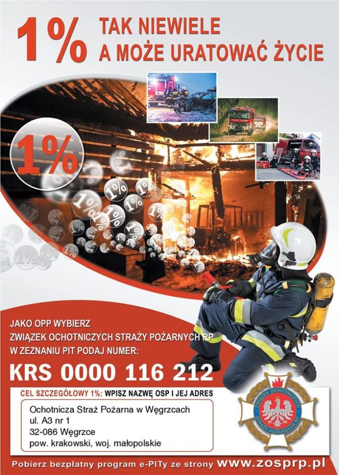 Zachęcamy do&nbsp;przekazania 1% na&nbsp;rzecz OSP Węgrzce