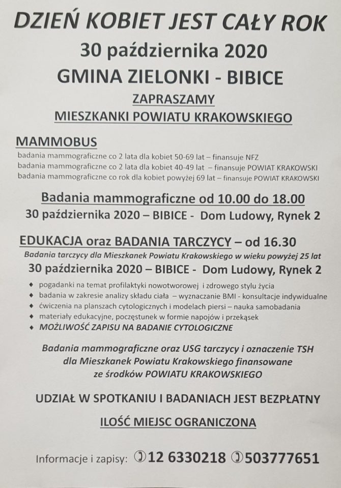 Gmina Zielonki zaprasza kobiety na&nbsp;badania