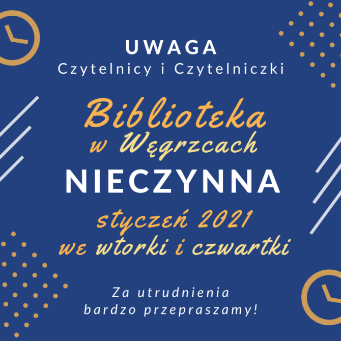 Przerwy w&nbsp;działaniu Biblioteki Publicznej w&nbsp;Węgrzcach