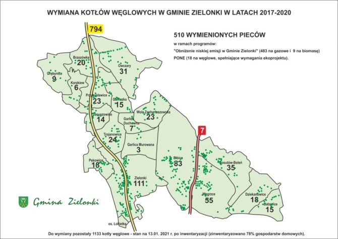 Podsumowanie wymiany kotłów węglowych w&nbsp;latach 2017-2020 na&nbsp;terenie gminy Zielonki