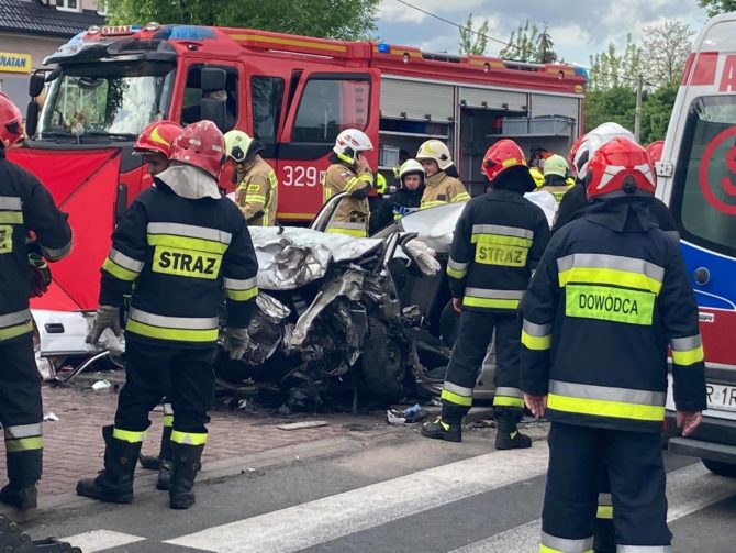 Strażacy z&nbsp;OSP Węgrzce brali udział przy zabezpieczeniu wypadku na&nbsp;DK 7