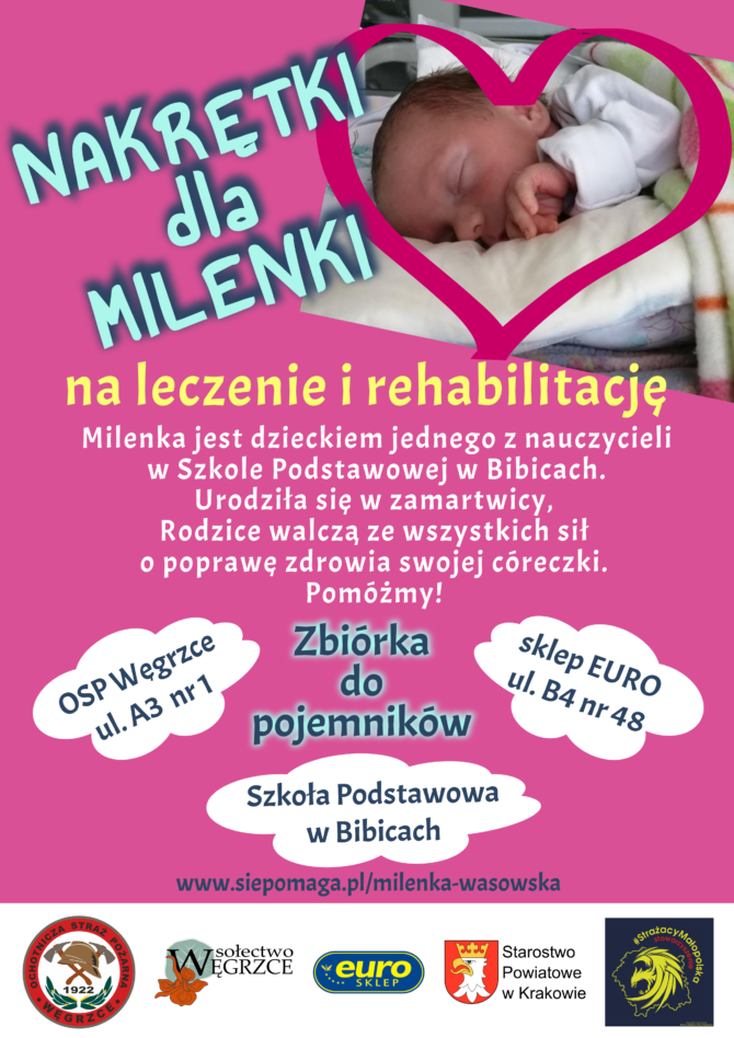 Zbieramy nakrętki dla Milenki