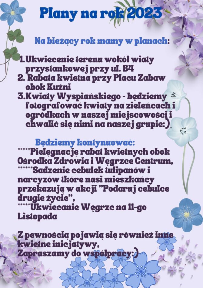 Kwieciste plany grupy naszych mieszkańców